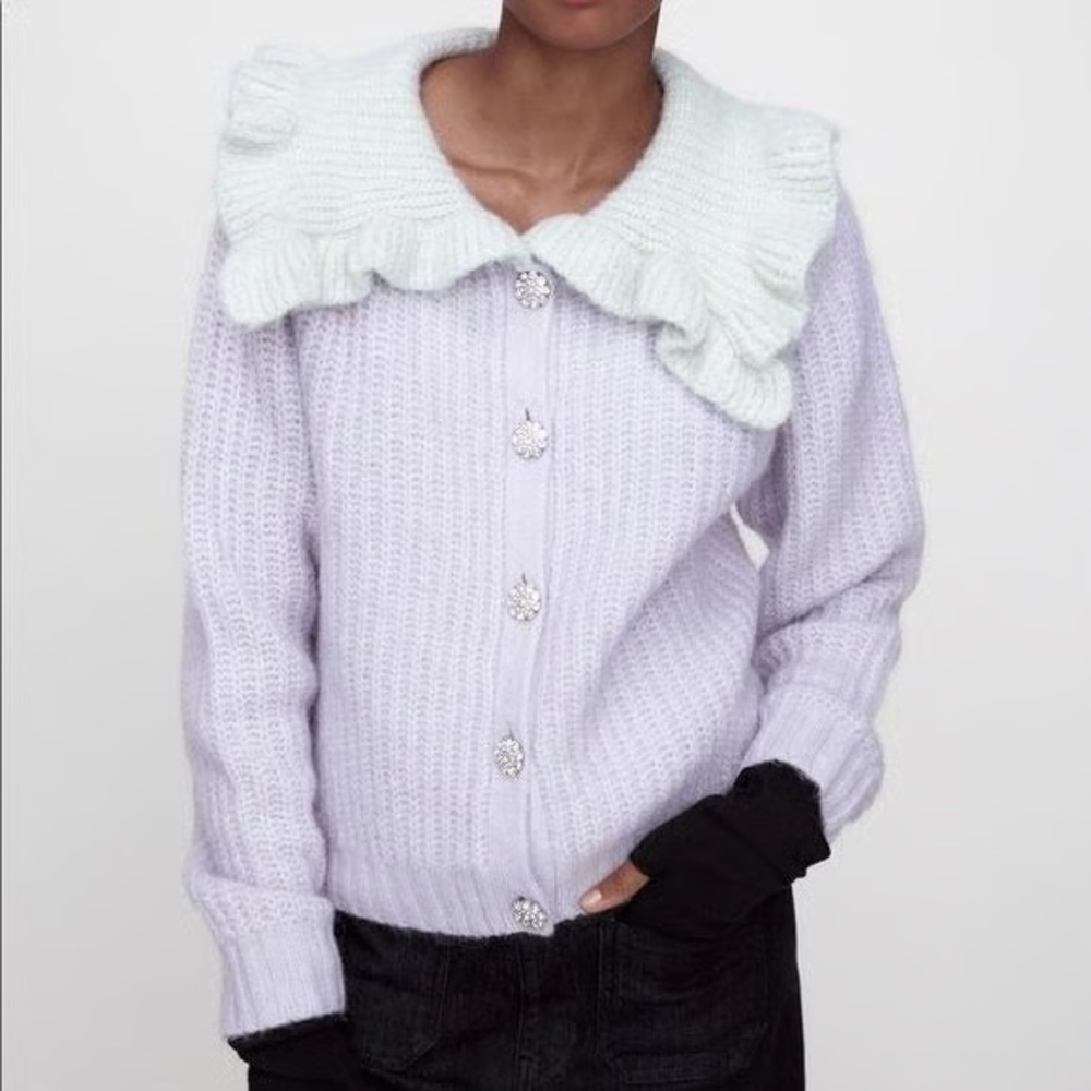 Lavender Ruffle Collar Sweater - Picture 3 of 8